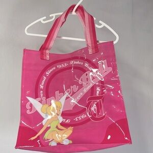 DISNEY Tinkerbell Never Land Mini Tote Bag PINK Vinyl Cloth Strap